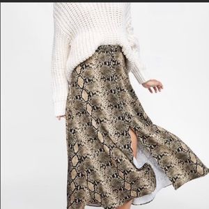 Zara Snakeskin Midi Skirt - Size Medium